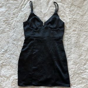 Black Silk Material Mini Dress